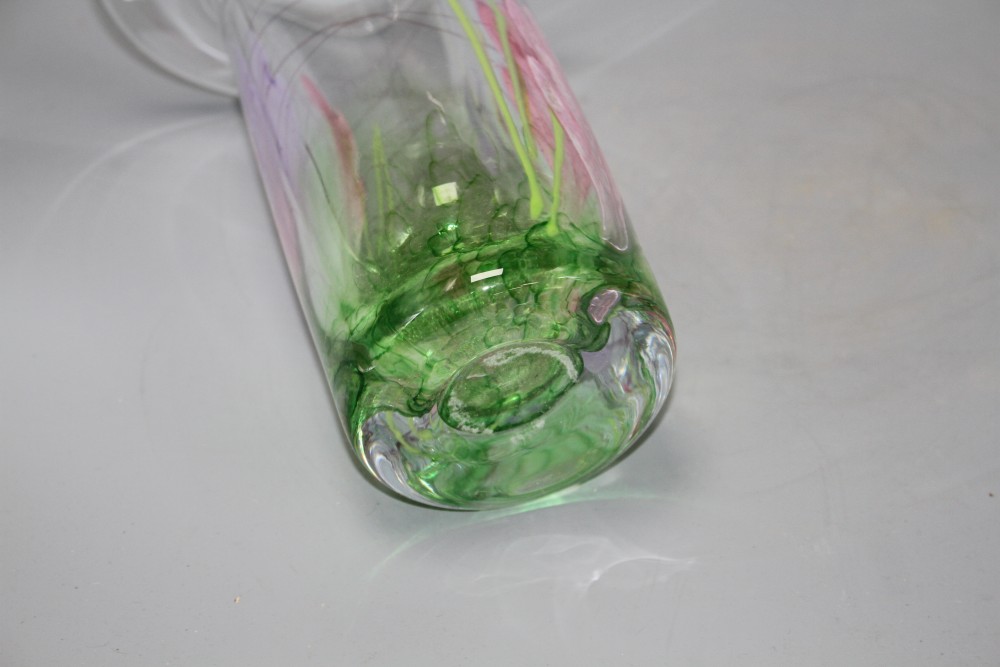 A Caithness glass vase, decorated with stylised crocuses, height 25cm, with original box